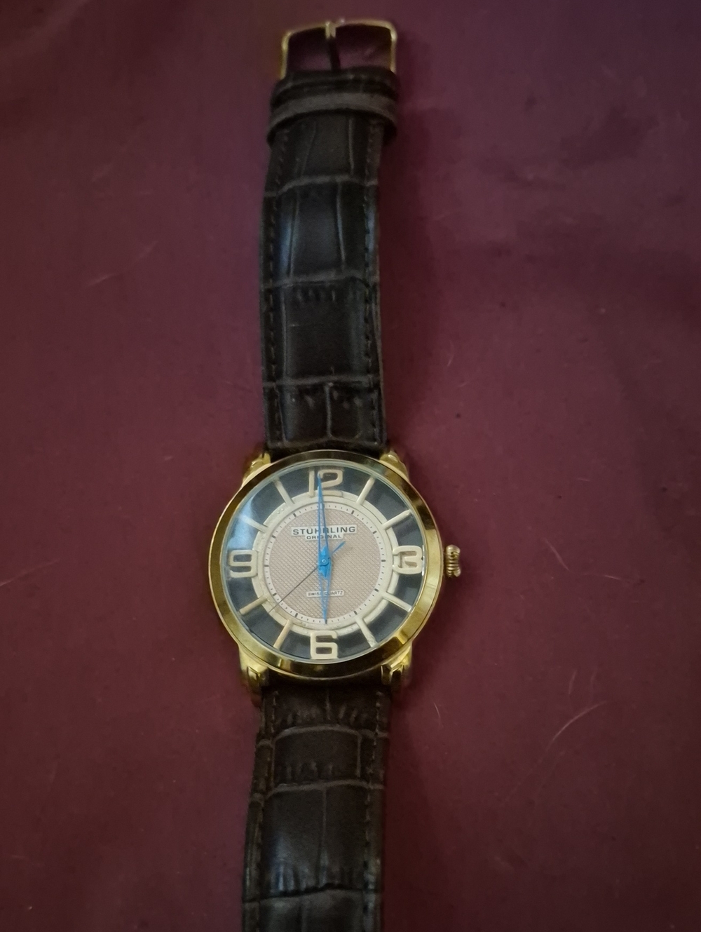 Stuhrling Original Winchester Del Sol Watch Rose Gold Brown Leather